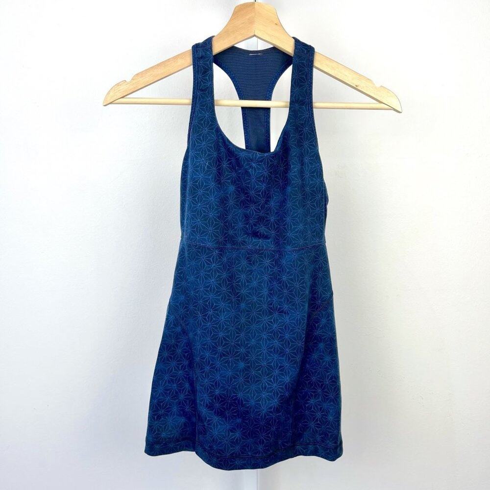 Lululemon Sz 4 Power Up Tank II Top Racerback Saschico Star Inkwell Rugged Blue